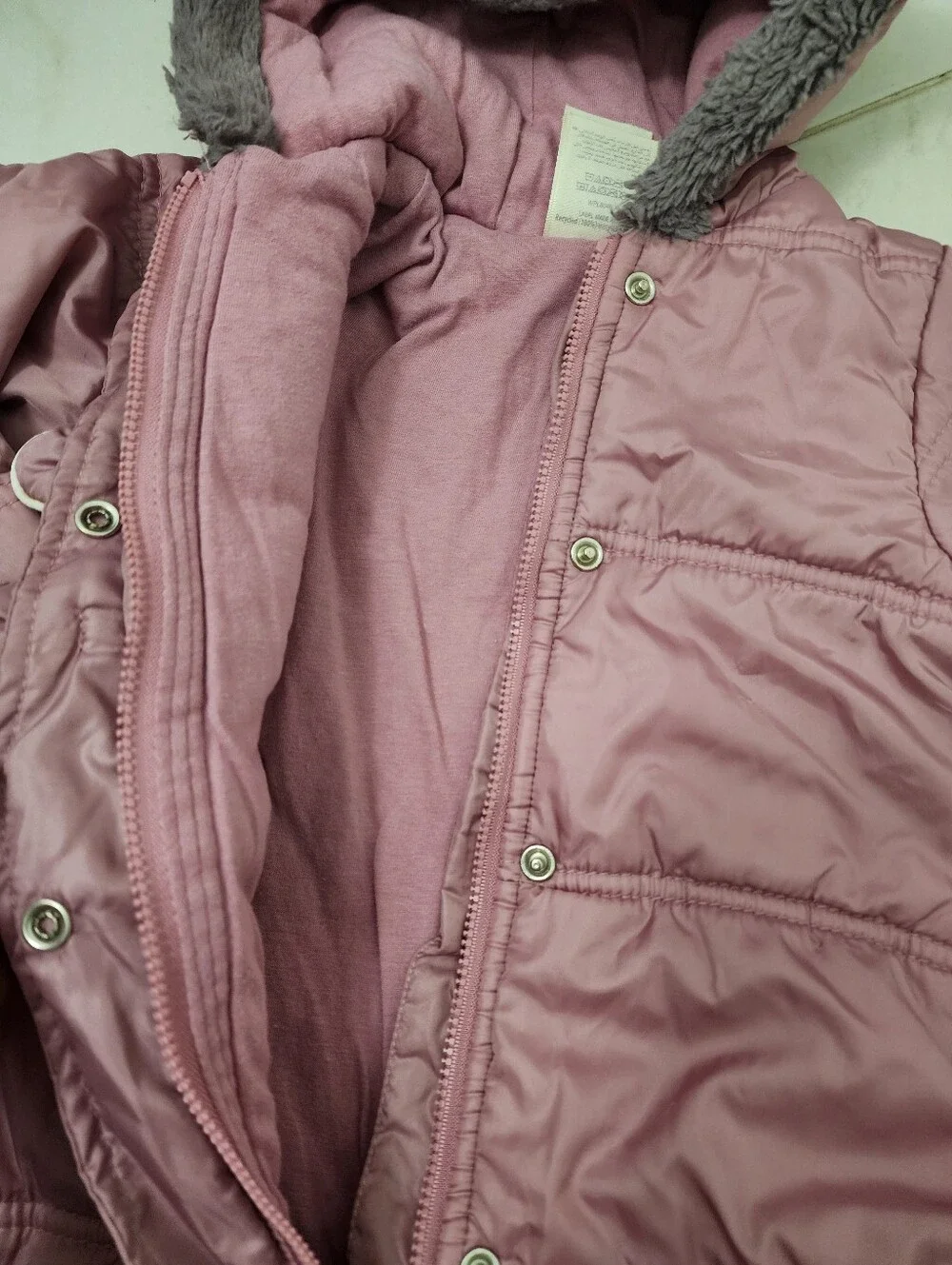 First Impressions Pink Puffer Hooded Baby One-Piece